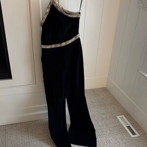 Rachel Zoe Black Jumpsuit with Gold Trim